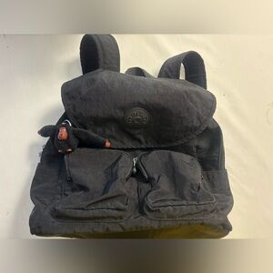 Kipling Charcoal Backpack with Monkey Keychain